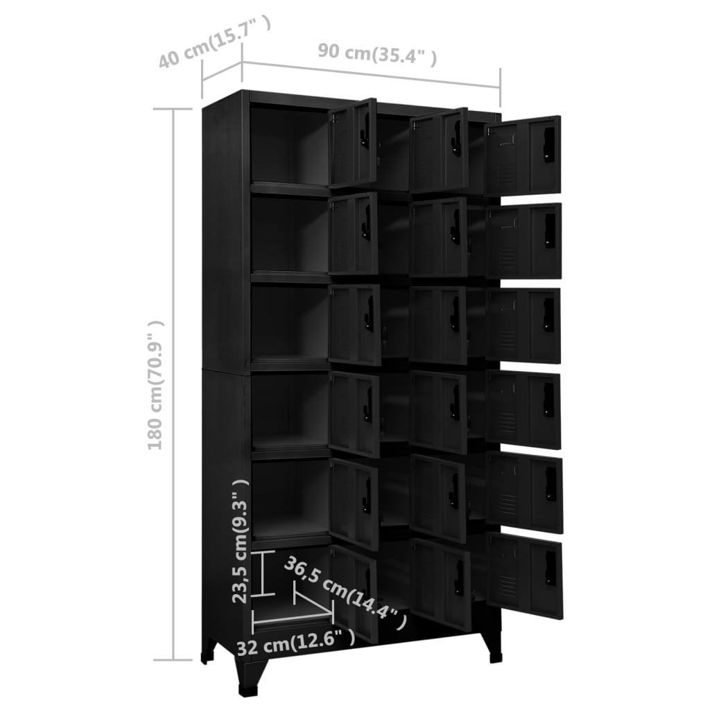 Locker Cabinet Black 90x40x180 cm Steel
